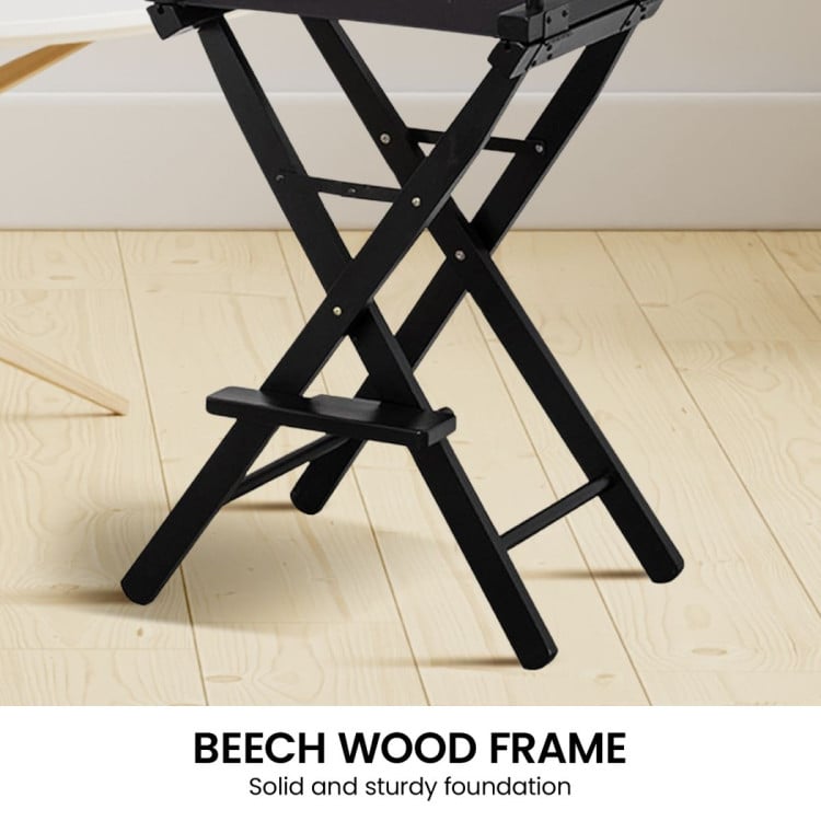 Sarantino Set of 2 Black Tall Directors Chair Beech Wood Frame with Canvas Seat image 6