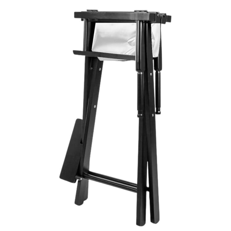Sarantino Set of 2 White Tall Directors Chair Beech Wood Frame with Canvas Seat image 3