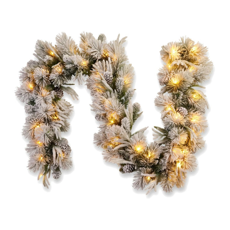 Christabelle 2.74m Alpine Snow Christmas Garland Pre Lit Multi Function LED Timer Flocked Pine Cones image 3