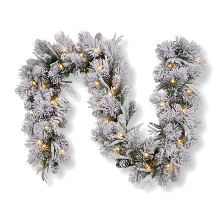 Christabelle 2.74m Alpine Snow Christmas Garland Pre Lit Multi Function LED Timer Flocked Pine Cones image 8