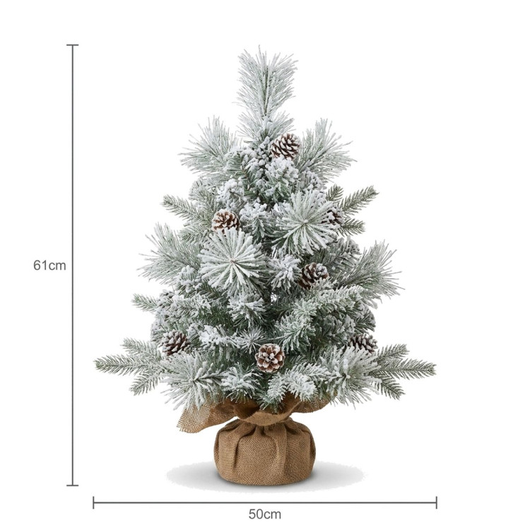 Christabelle 61cm 2ft Alpine Snow Potted Christmas Tree Pre Lit LED Pinecone Hessian Tabletop Festive Holiday Decoration image 7