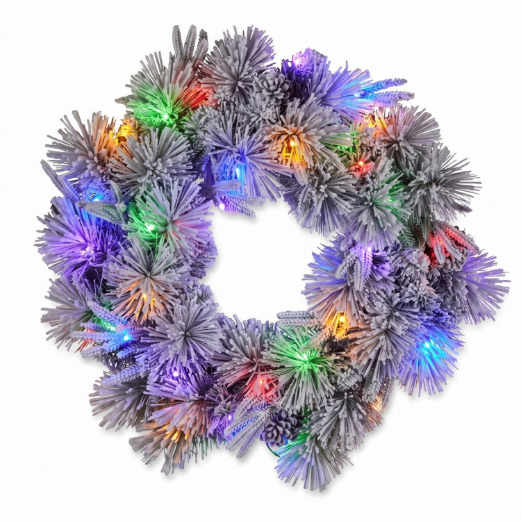 Christabelle 61cm Alpine Snow Christmas Wreath Pre Lit Multi Function LED Timer Pinecone Front Door Xmas Decoration Home image 7