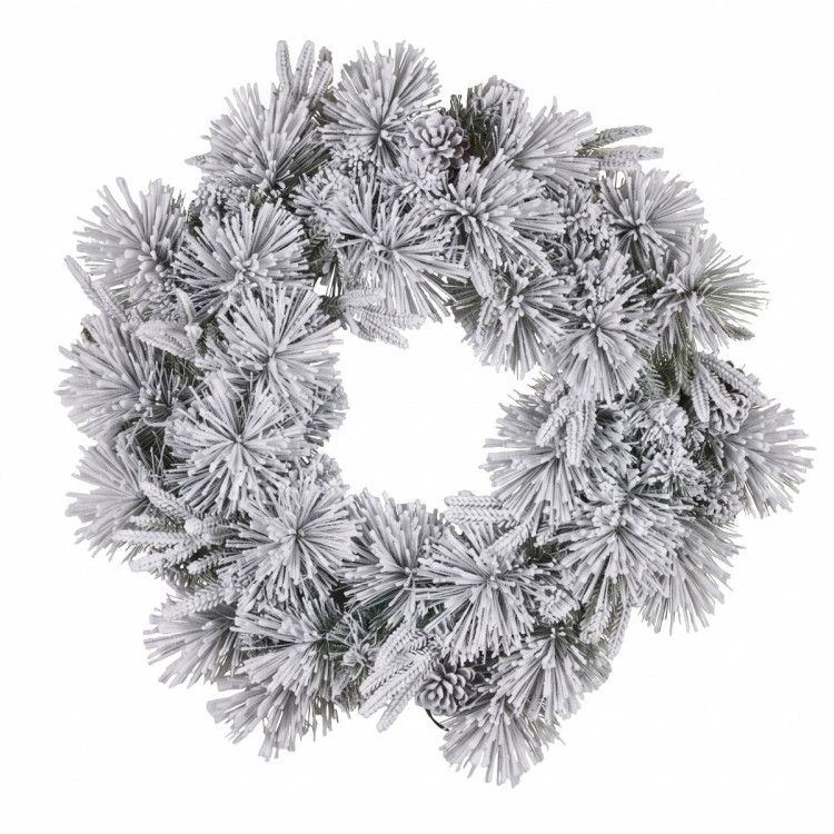 Christabelle 61cm Alpine Snow Christmas Wreath Pre Lit Multi Function LED Timer Pinecone Front Door Xmas Decoration Home image 8