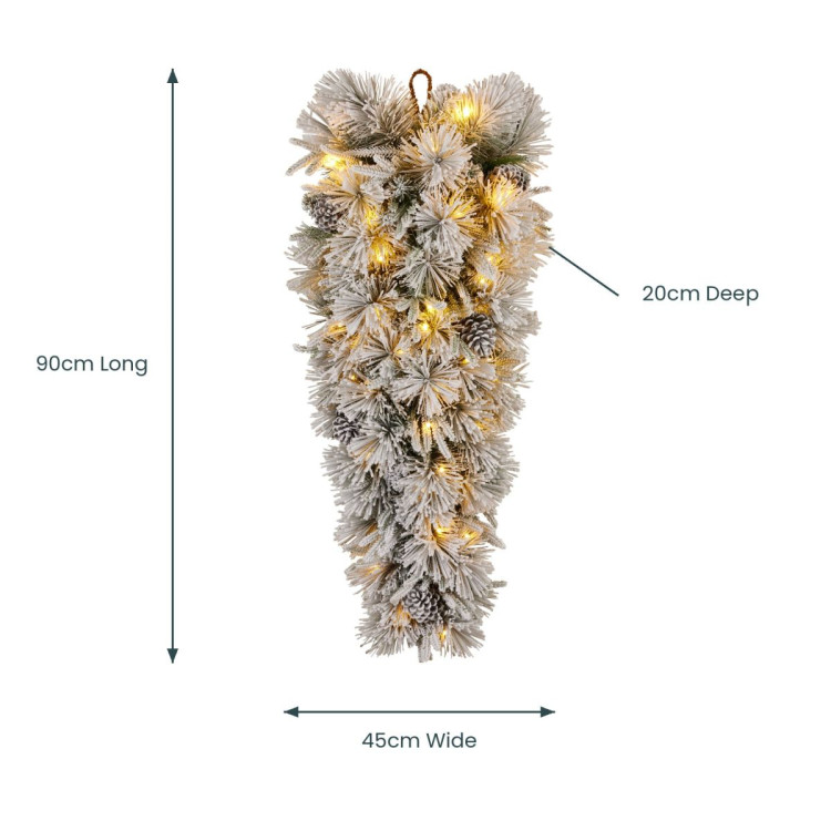 Christabelle 90cm Alpine Snow Christmas Teardrop Pre Lit Multi Function LED Timer Flocked Pine Cones Home image 7
