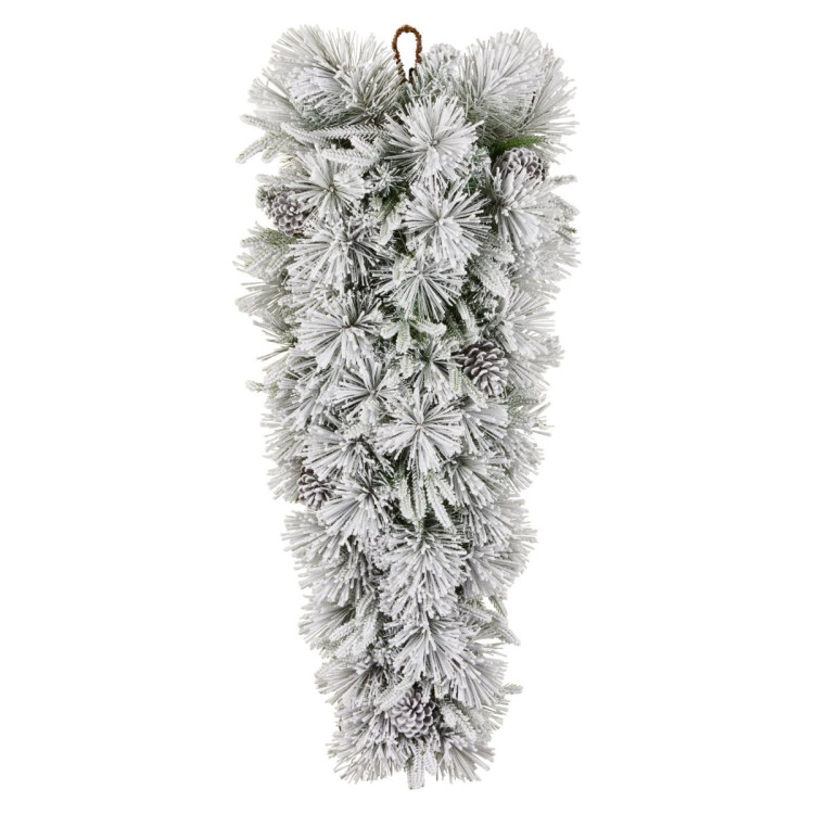 Christabelle 90cm Alpine Snow Christmas Teardrop Pre Lit Multi Function LED Timer Flocked Pine Cones Home image 8