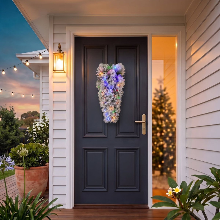 Christabelle 90cm Alpine Snow Christmas Teardrop Pre Lit Multi Function LED Timer Flocked Pine Cones Home image 9