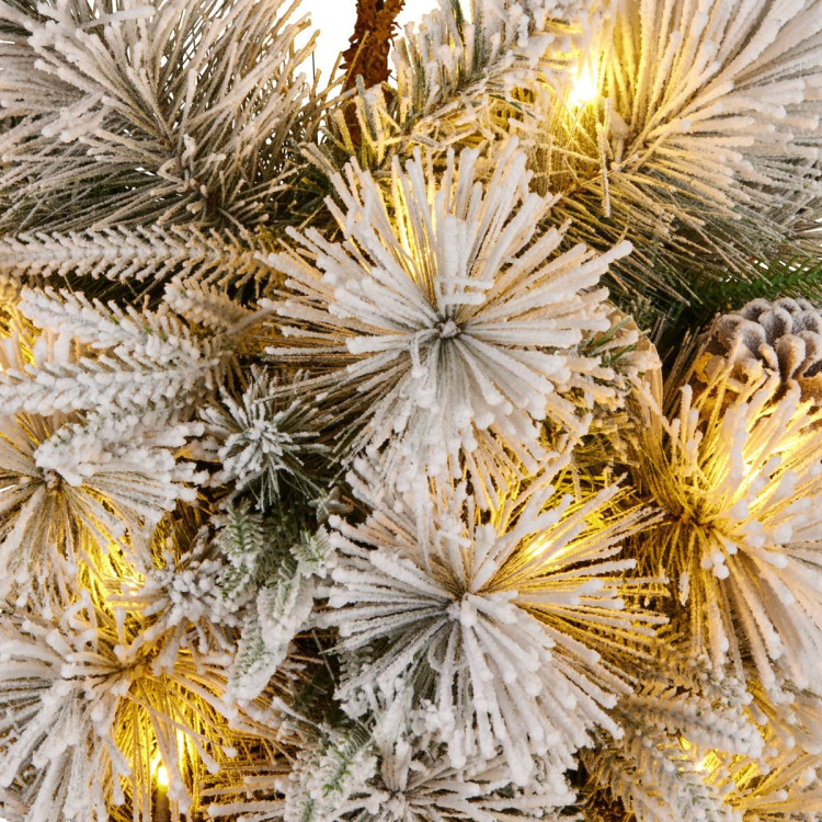 Christabelle 90cm Alpine Snow Christmas Teardrop Pre Lit Multi Function LED Timer Flocked Pine Cones Home image 11
