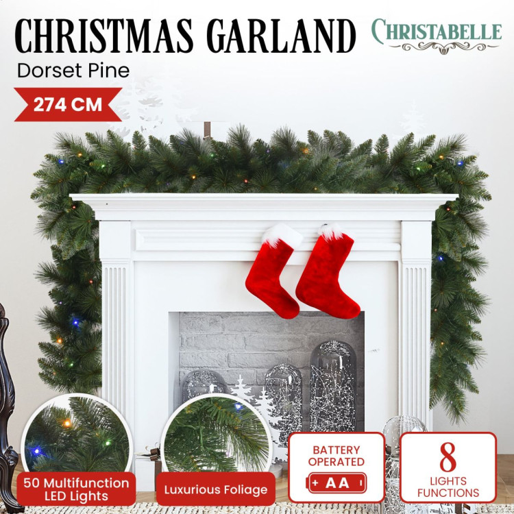 Christabelle 2.7m Christmas Garland with LED Lights - Dorset Pine Mantle Decoration Ornament image 8