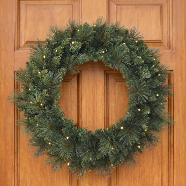 Christabelle 61cm Dorset Pine Christmas Wreath Pre Lit Multi Function LED Battery Operated Front Door Xmas Decoration Home image 4