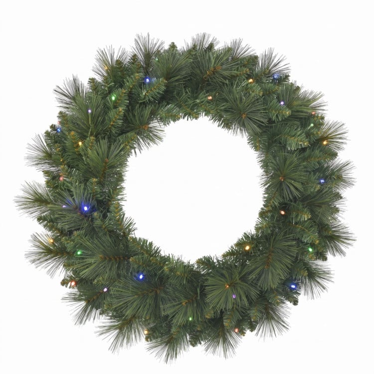 Christabelle 61cm Dorset Pine Christmas Wreath Pre Lit Multi Function LED Battery Operated Front Door Xmas Decoration Home image 7