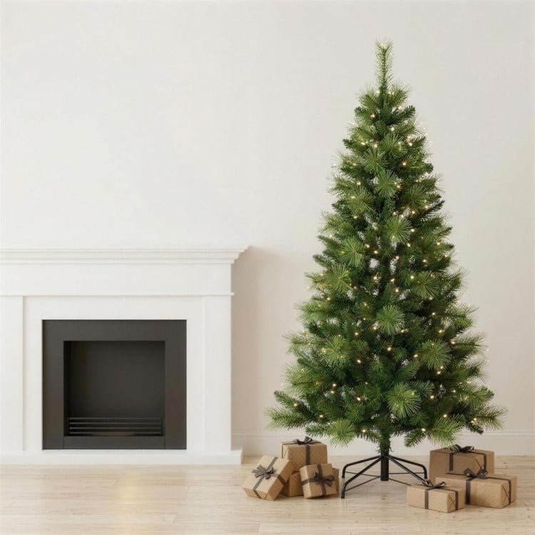Christabelle 7.5ft 2.3m Dorset Pine Green Pre-Lit Artificial Christmas Tree, 220 Multi-Function LEDs & Metal Stand image 5