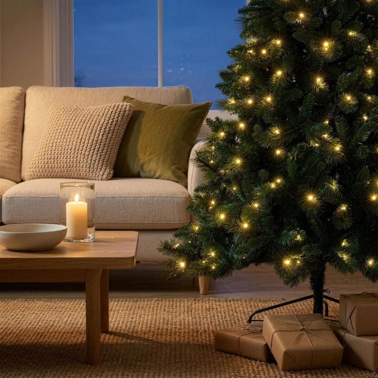 Christabelle 7.5ft 2.3m Dorset Pine Green Pre-Lit Artificial Christmas Tree, 220 Multi-Function LEDs & Metal Stand image 6