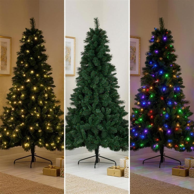 Christabelle 7.5ft 2.3m Dorset Pine Green Pre-Lit Artificial Christmas Tree, 220 Multi-Function LEDs & Metal Stand image 11