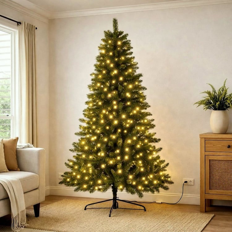 Christabelle 7.5ft 2.3m Dorset Pine Green Pre-Lit Artificial Christmas Tree, 220 Multi-Function LEDs & Metal Stand image 16