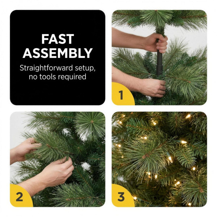 Christabelle 1.8m 6ft Grand Sierra Christmas Tree Pre Lit Multi Function LED Memory Wire Artificial Indoor Xmas Decor image 5