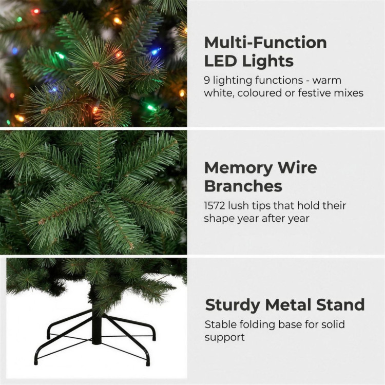 Christabelle 2.3m 7.5ft Grand Sierra Christmas Tree Pre Lit Multi Function LED Memory Wire Artificial Indoor Xmas Decor image 6