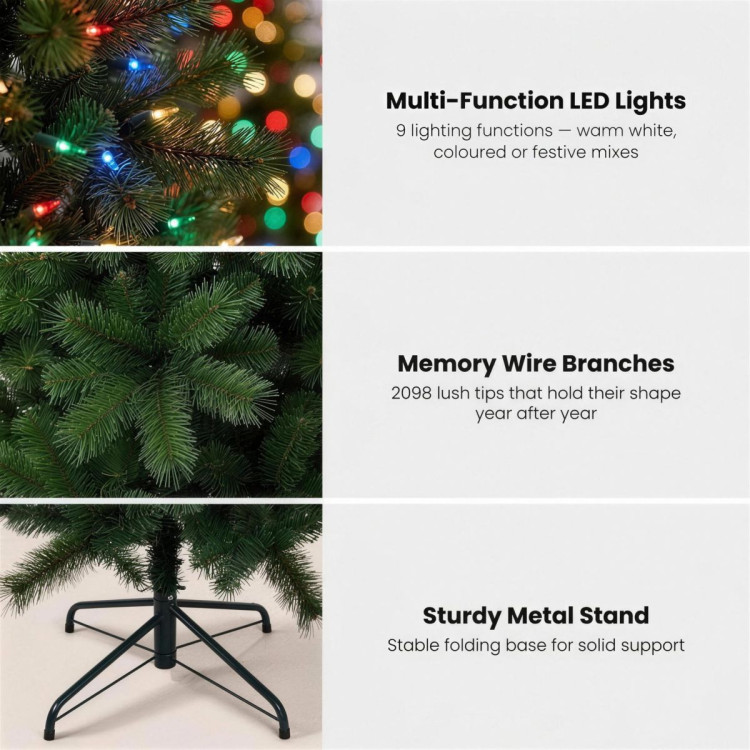 Christabelle 2.7m 9ft Grand Sierra Christmas Tree Pre Lit Multi Function LED Memory Wire Artificial Indoor Xmas Decor image 5