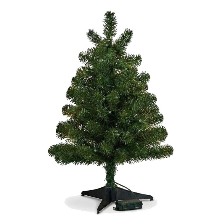 Christabelle 61cm 2ft Highland Pine Christmas Tree Pre Lit Warm White LED Timer Tabletop Artificial Indoor Xmas Decor image 3