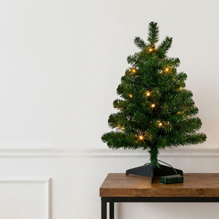 Christabelle 61cm 2ft Highland Pine Christmas Tree Pre Lit Warm White LED Timer Tabletop Artificial Indoor Xmas Decor image 8