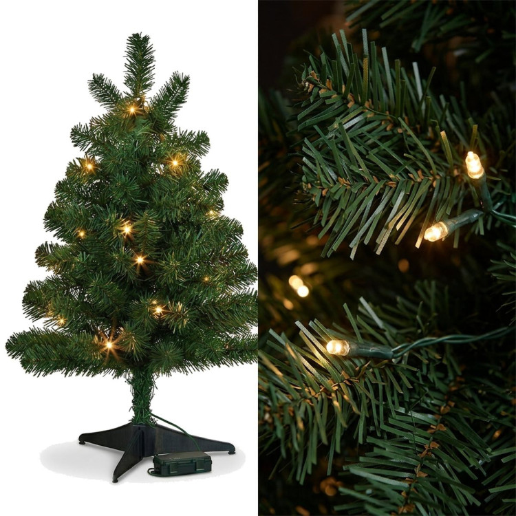 Christabelle 61cm 2ft Highland Pine Christmas Tree Pre Lit Warm White LED Timer Tabletop Artificial Indoor Xmas Decor image 5