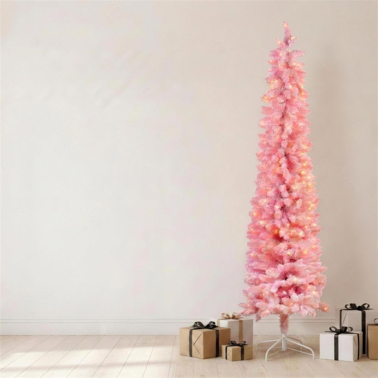 Christabelle 1.8m 6ft Pink Fairy Floss Christmas Tree Pre Lit RGB LED Flocked Slim Artificial Indoor Xmas Decor Home image 6