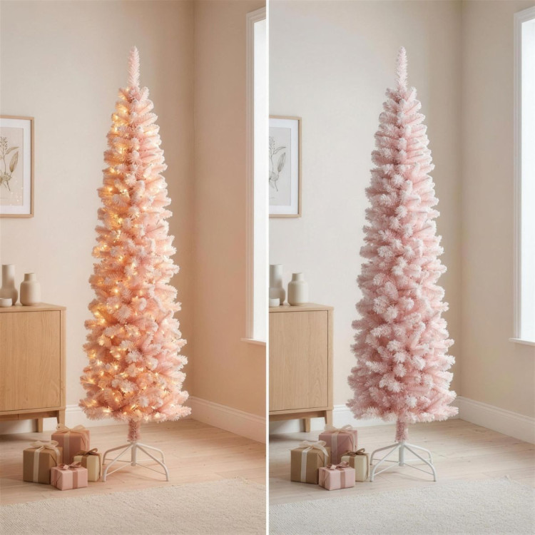 Christabelle 1.8m 6ft Pink Fairy Floss Christmas Tree Pre Lit RGB LED Flocked Slim Artificial Indoor Xmas Decor Home image 10