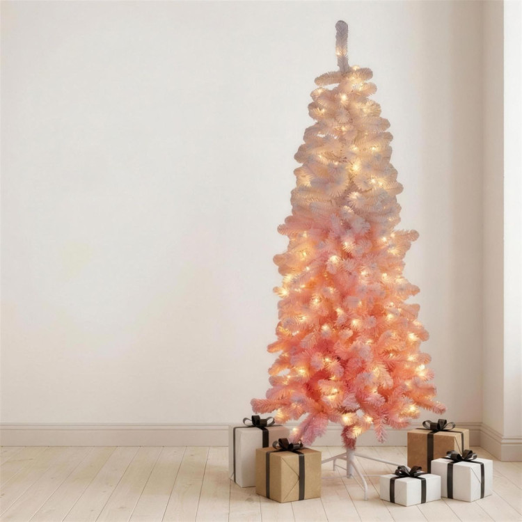 Christabelle 1.8m 6ft Pink Ombre Christmas Tree Pre Lit Warm White LED Foliage Artificial Indoor Xmas Decor Home image 5