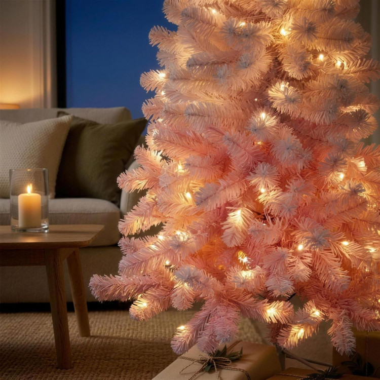 Christabelle 1.8m 6ft Pink Ombre Christmas Tree Pre Lit Warm White LED Foliage Artificial Indoor Xmas Decor Home image 6
