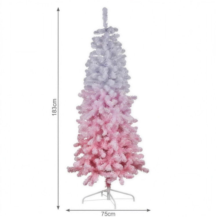 Christabelle 1.8m 6ft Pink Ombre Christmas Tree Pre Lit Warm White LED Foliage Artificial Indoor Xmas Decor Home image 3