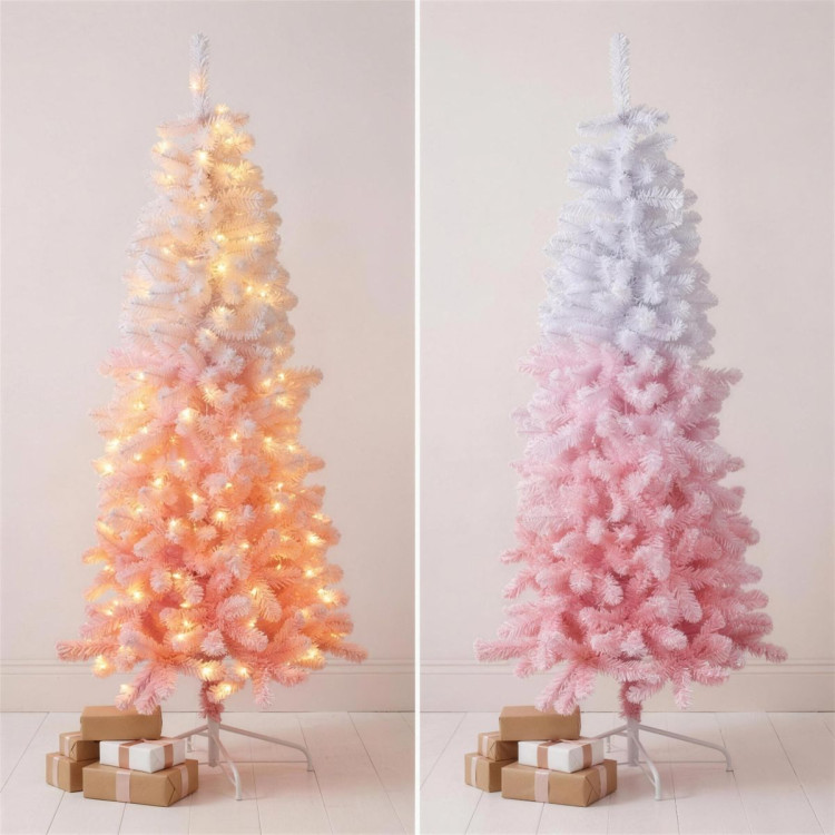 Christabelle 1.8m 6ft Pink Ombre Christmas Tree Pre Lit Warm White LED Foliage Artificial Indoor Xmas Decor Home image 10
