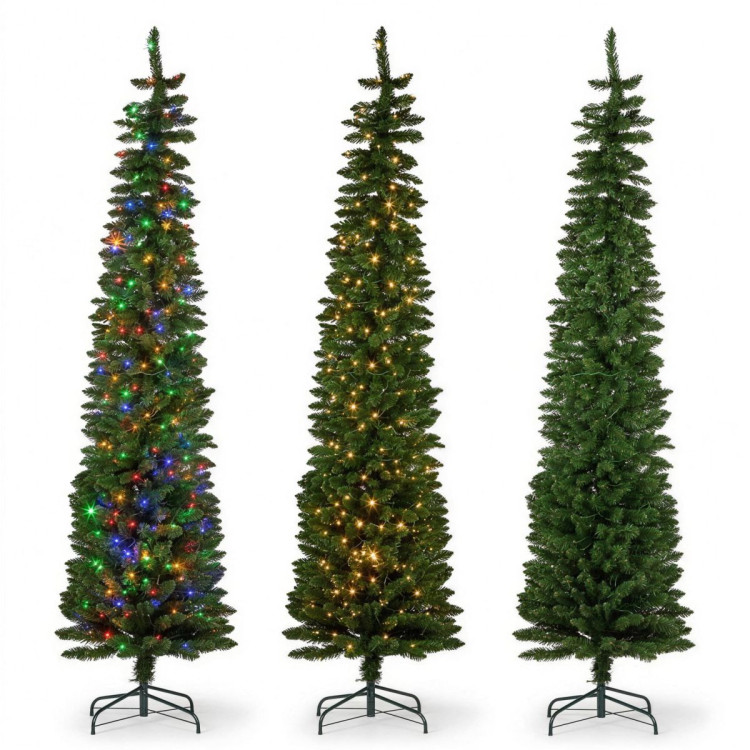 Christabelle 1.8m 6ft Pencil Pine Christmas Tree Pre Lit Multi Function LED Slim Artificial Indoor Xmas Decor Home image 13