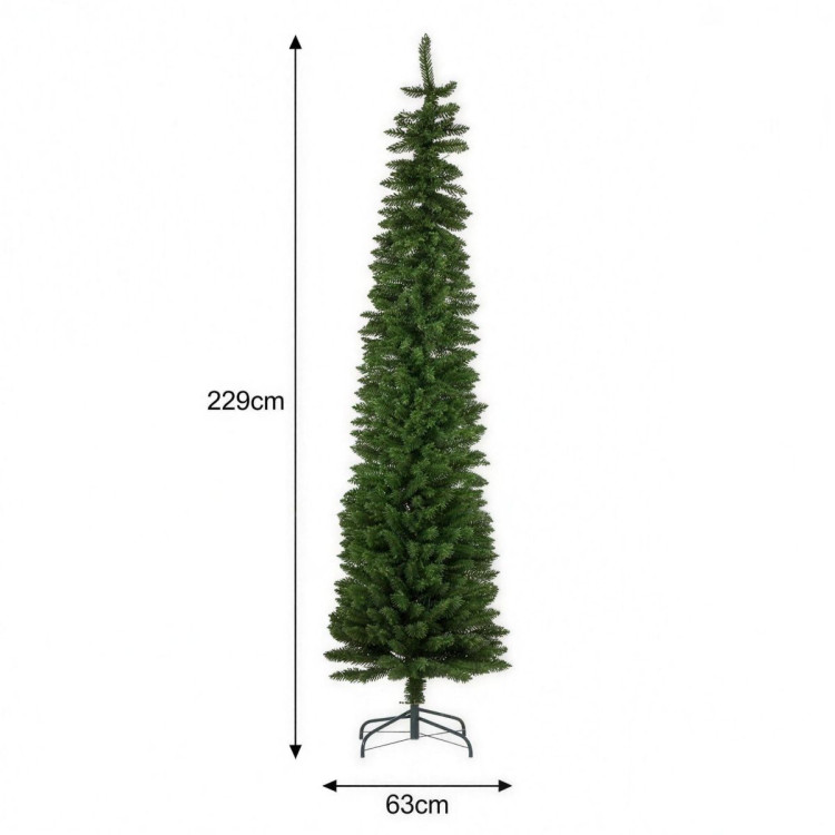Christabelle 2.3m 7.5ft Pencil Pine Christmas Tree Pre Lit Multi Function LED Slim Artificial Indoor Xmas Decor Home image 3