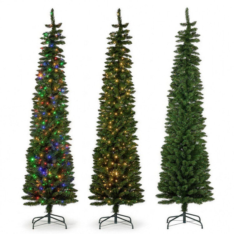 Christabelle 2.3m 7.5ft Pencil Pine Christmas Tree Pre Lit Multi Function LED Slim Artificial Indoor Xmas Decor Home image 13