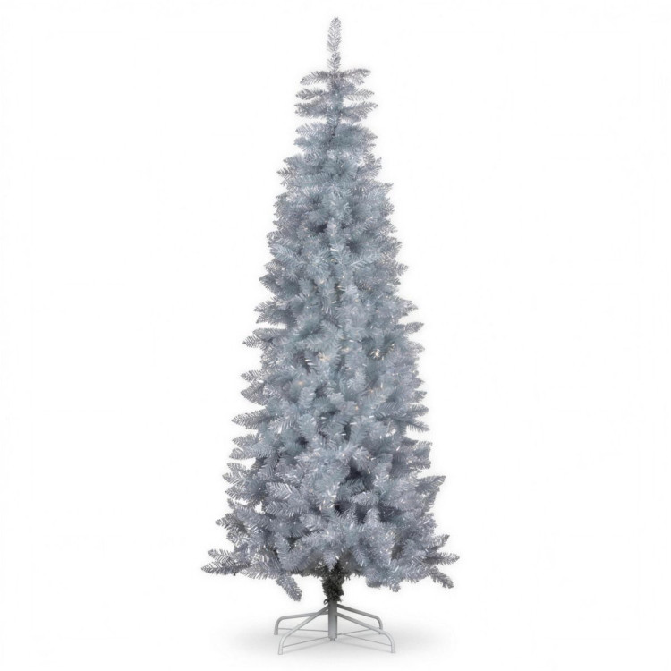 Christabelle 2.1m 7ft Silver Tinsel Christmas Tree Pre Lit Warm White LED Retro Artificial Indoor Xmas Decor Home image 4
