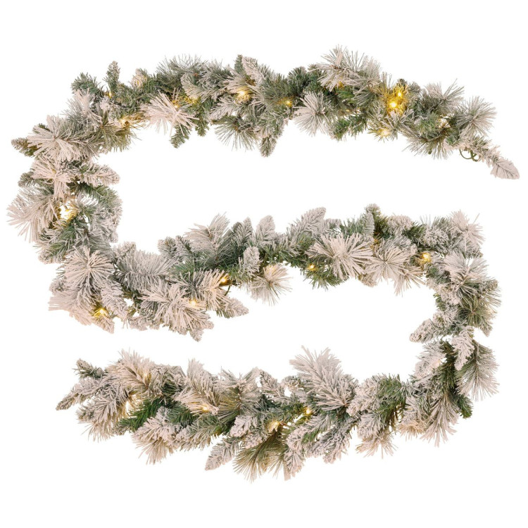 Christabelle 2.7m Snowy Christmas Garland Dorset Pine Pre-Lit with Multi-Function LED Lights Door Decoration image 5