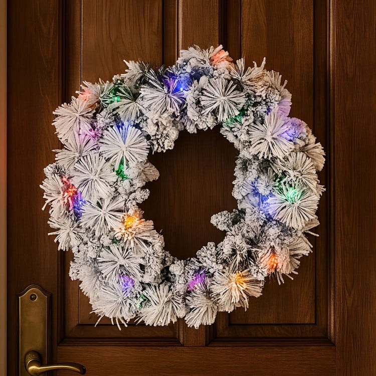 Christabelle 61cm Christmas Wreath Snowy Dorset Pine with Multi-Function LED Lights Tree Door Decoration Ornament image 8