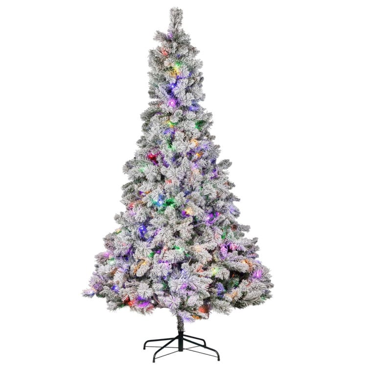 Christabelle 2.3m 7.5ft Snowy Dorset Pine Christmas Tree Pre Lit Multi Function LED Lightly Flocked Artificial Xmas Decor image 3