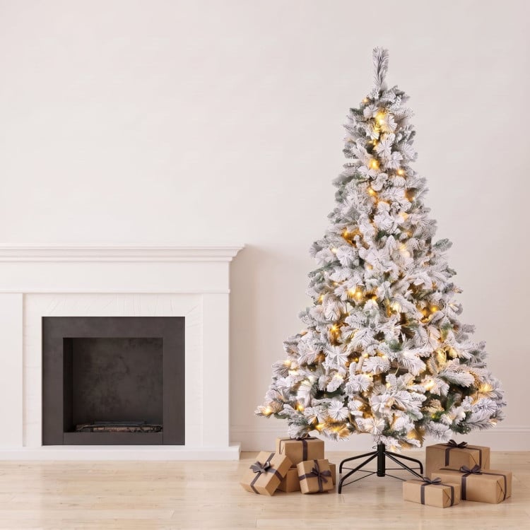 Christabelle 2.3m 7.5ft Snowy Dorset Pine Christmas Tree Pre Lit Multi Function LED Lightly Flocked Artificial Xmas Decor image 5
