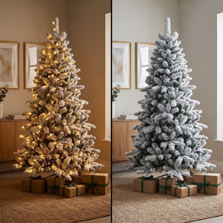 Christabelle 2.3m 7.5ft Snowy Dorset Pine Christmas Tree Pre Lit Multi Function LED Lightly Flocked Artificial Xmas Decor image 10