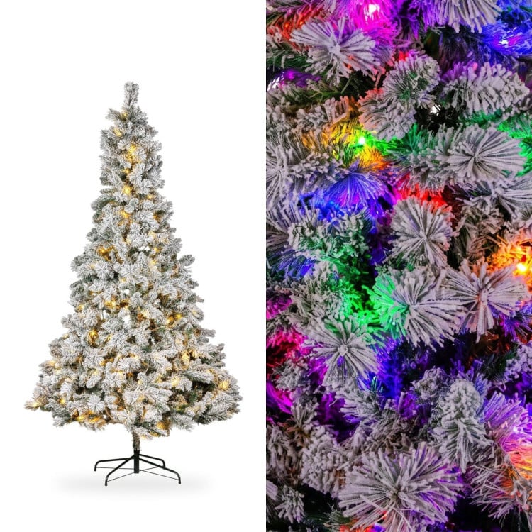 Christabelle 2.3m 7.5ft Snowy Dorset Pine Christmas Tree Pre Lit Multi Function LED Lightly Flocked Artificial Xmas Decor image 13