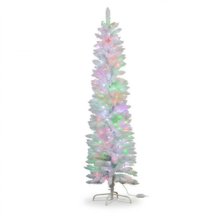 Christabelle 1.8m 6ft White Fairy Floss Christmas Tree Pre Lit RGB LED Flocked Slim 20 Modes Festive Holiday Decoration image 4