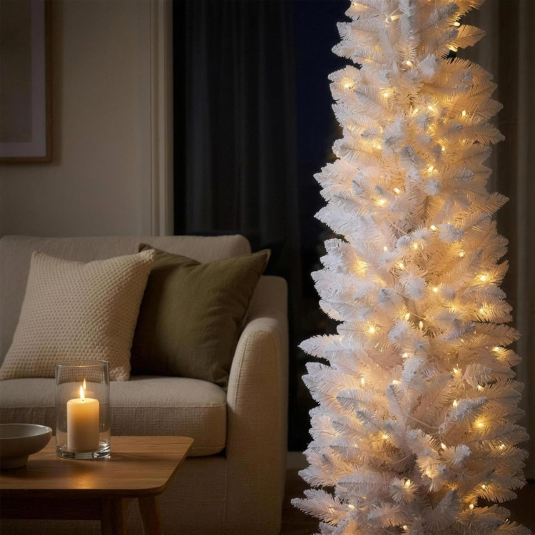 Christabelle 1.8m 6ft White Fairy Floss Christmas Tree Pre Lit RGB LED Flocked Slim 20 Modes Festive Holiday Decoration image 6