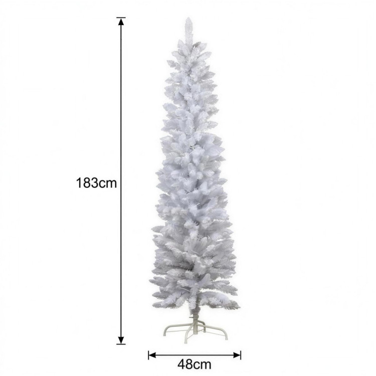Christabelle 1.8m 6ft White Fairy Floss Christmas Tree Pre Lit RGB LED Flocked Slim 20 Modes Festive Holiday Decoration image 3