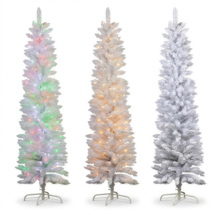 Christabelle 1.8m 6ft White Fairy Floss Christmas Tree Pre Lit RGB LED Flocked Slim 20 Modes Festive Holiday Decoration image 13