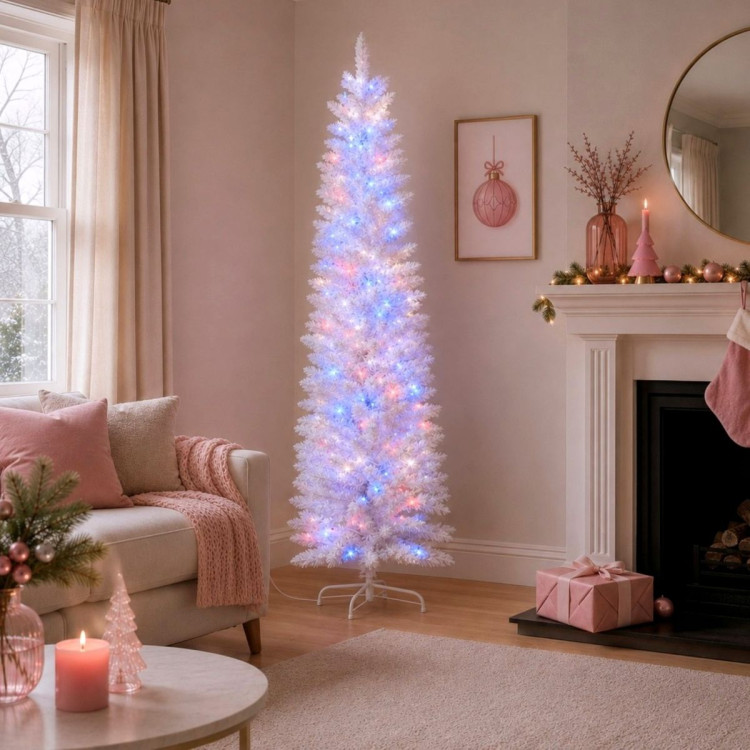 Christabelle 1.8m 6ft White Fairy Floss Christmas Tree Pre Lit RGB LED Flocked Slim 20 Modes Festive Holiday Decoration image 15