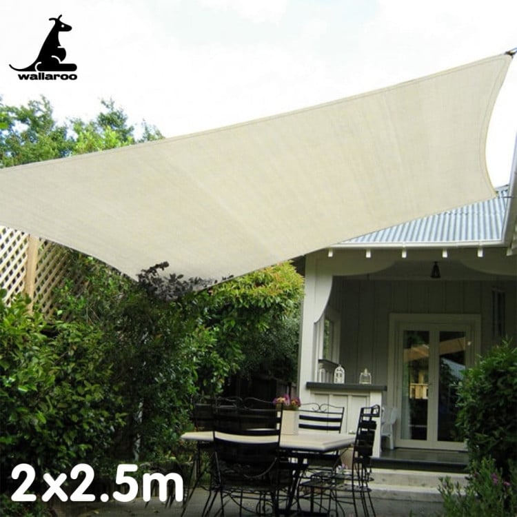 Wallaroo Waterproof 160GSM Outdoor Sun Shade Sail Canopy Cream 2 x 2.5m image 2
