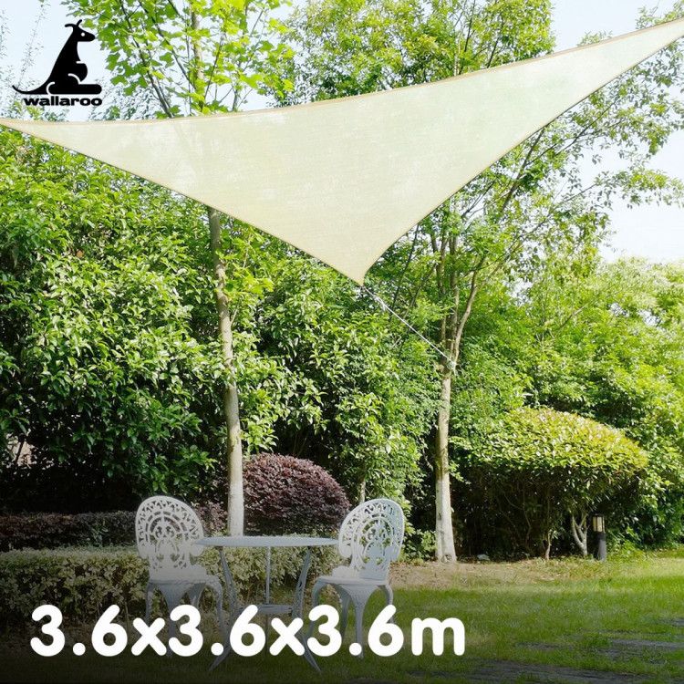 Wallaroo Waterproof 160GSM Outdoor Sun Shade Sail Canopy 3.6m Triangle image 5