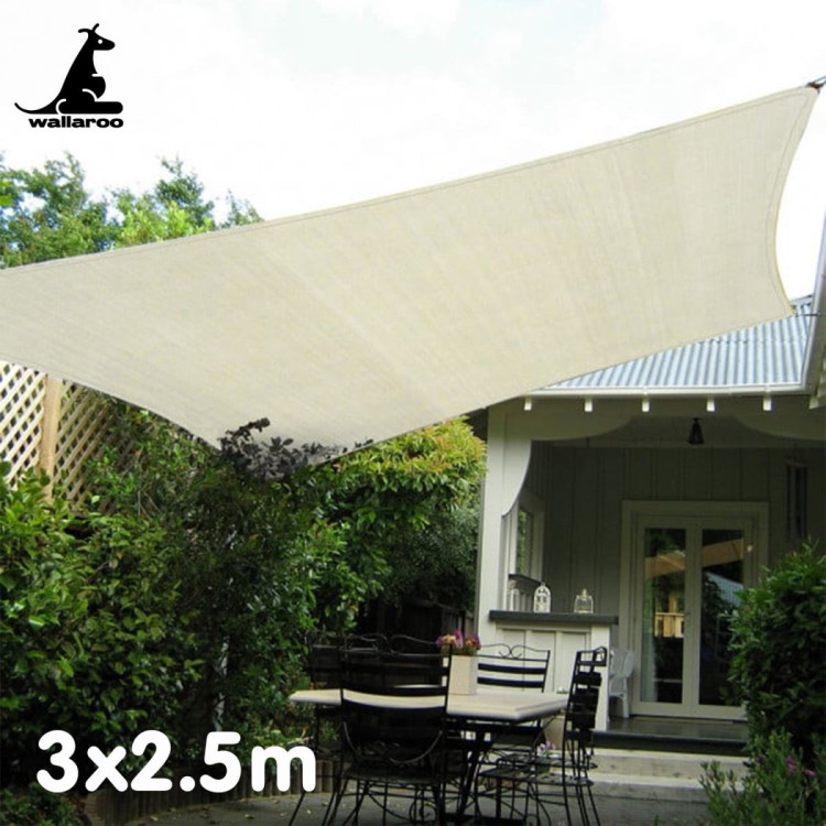 Wallaroo Waterproof 160GSM Outdoor Sun Shade Sail Canopy Cream 3 x 2.5m image 2