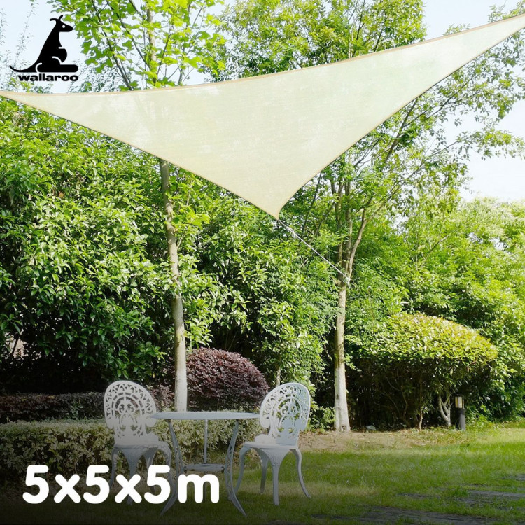 Wallaroo Waterproof 160GSM Outdoor Sun Shade Sail Canopy 5m Triangle image 5