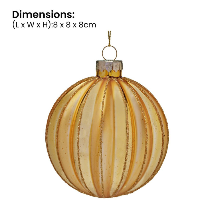 Christabelle Box of 6 Gold Glass Baubles with Matte & Gloss Finish image 4